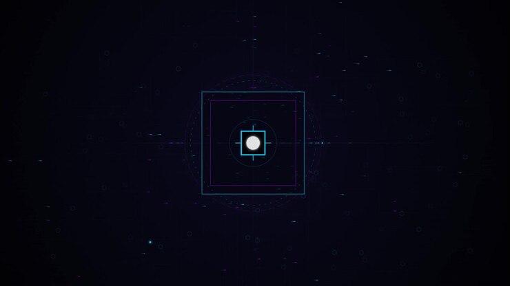 Abstract Digital HUD Interface with Pulsing Geometric Shapes