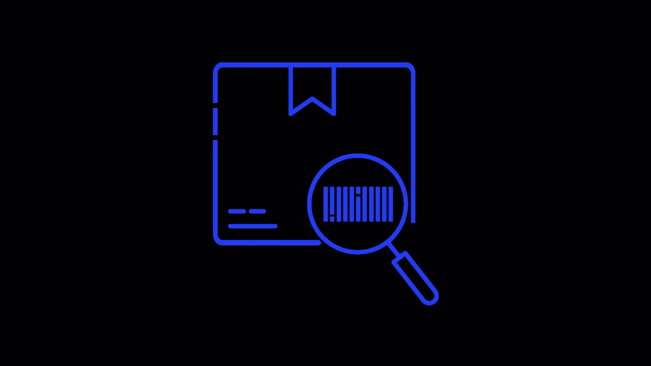 Animated Line Icon of Package with Barcode Scan