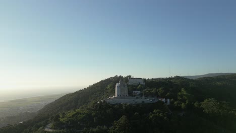 monte santa luzia with panoramic views over viana do castelo under clear skies - drone
