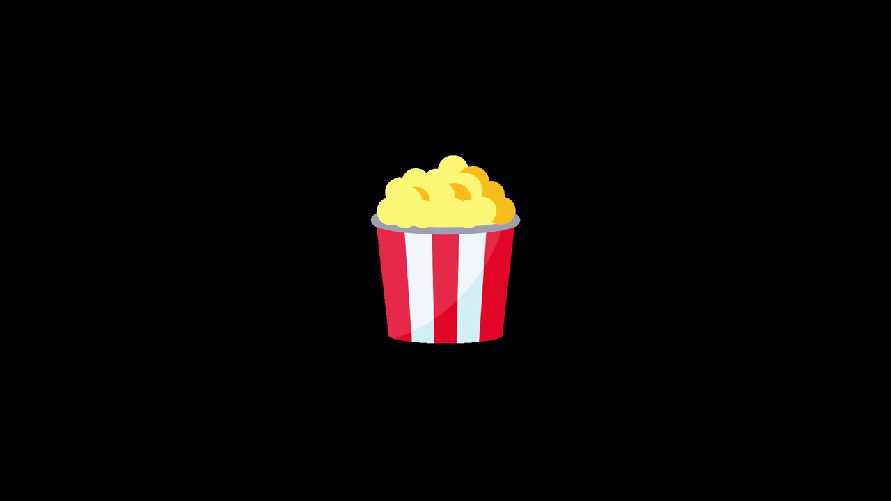 Animert popcornbøtte som fylles med popcorn