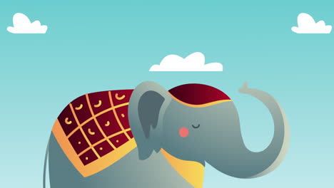 asian culture with big elephant animation