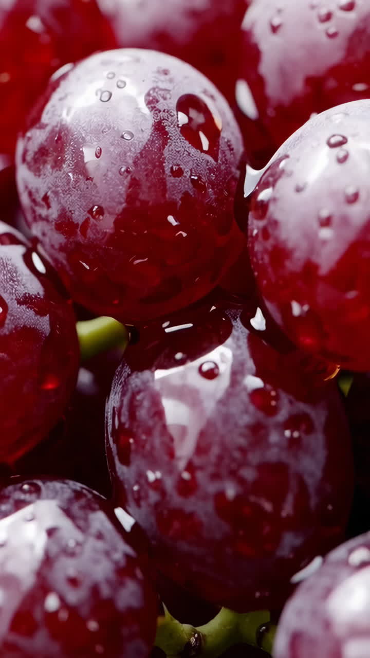 Close-up of Fresh Red Grapes with Water Droplets