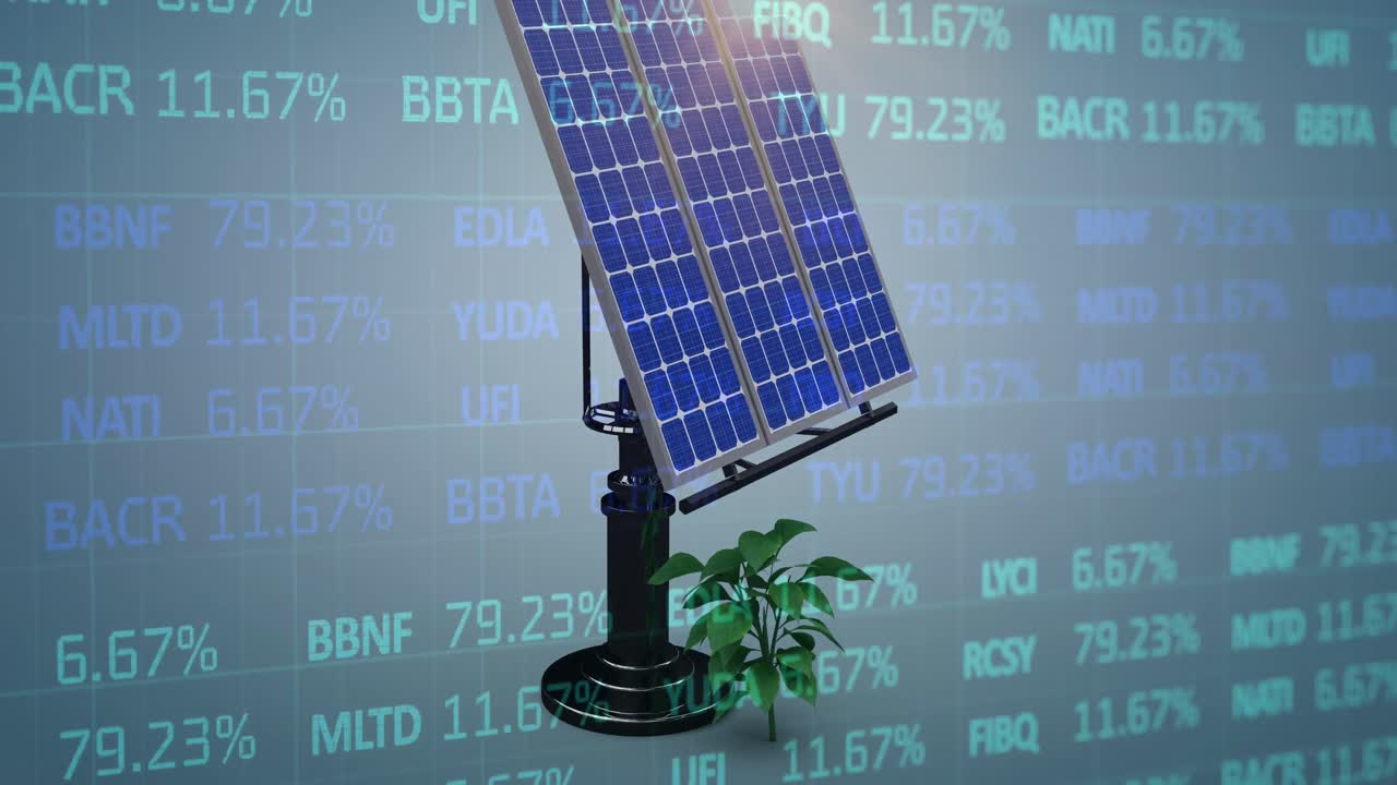 태양 전지 패널을 통해 데이터 처리의 애니메이션