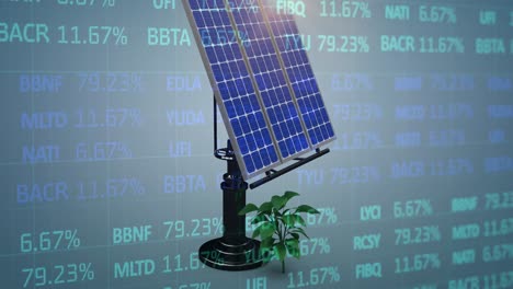 animación del procesamiento de datos en paneles solares