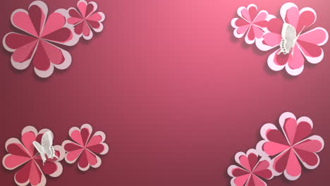 animation closeup motion romantic flowers on red holidays shiny background