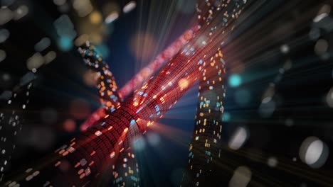 abstract seamless red and blue hacking digital binary code matrix 01 background loop. hacker, dark web, matrix, digital data code in safety security technology concept.