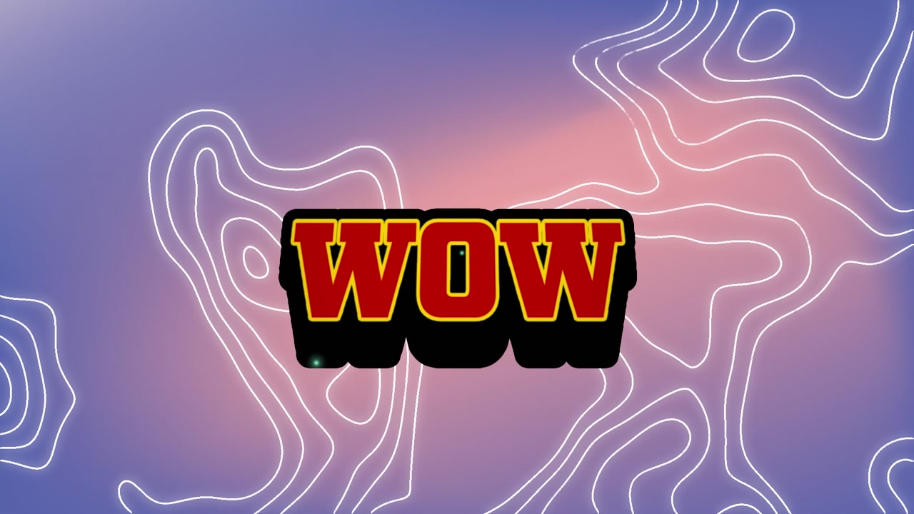 Animation of text level up over contour lines on pink