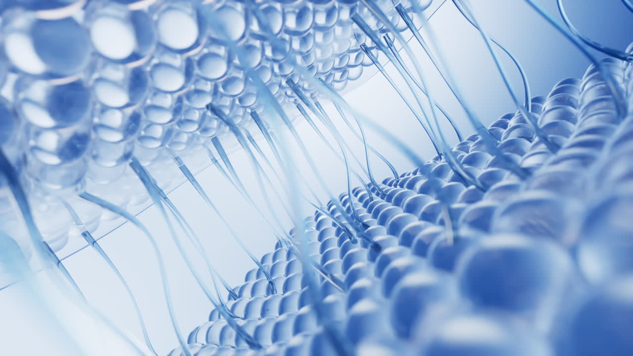 피부 세포 배경과 화장품 개념, 3d 렌더링