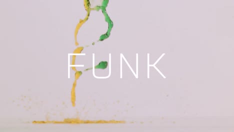 animación de texto funk sobre líquido sobre fondo blanco