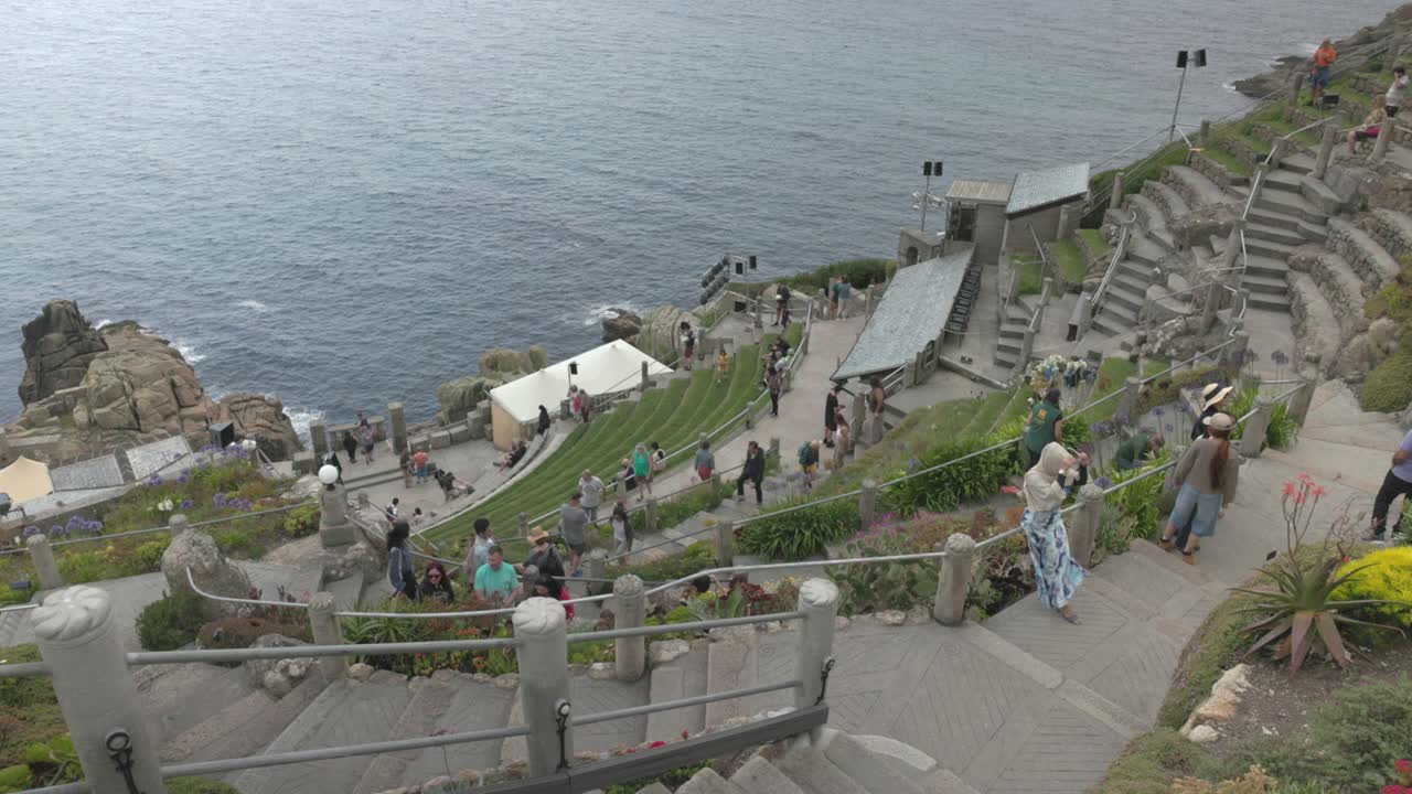 The Minack Theatre, an outdoor cliffside amphitheater overlooking the ocean in Cornwall