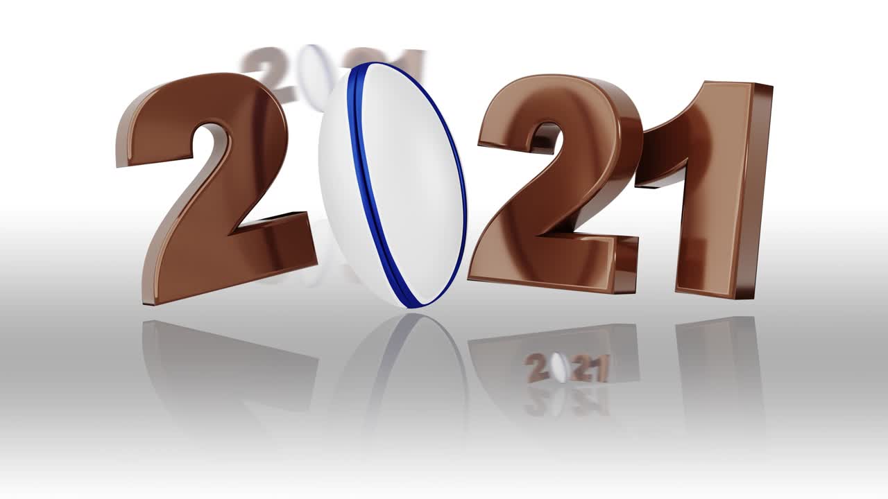 pocos diseños de pelota de rugby 2021 con reflejos en rotación infinita en blanco