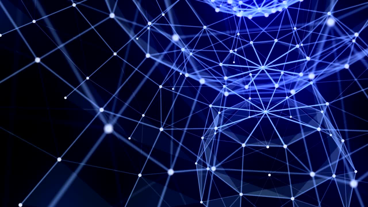 animación futurista del plexo con triángulos brillantes en cámara lenta, 4096x2304 bucle 4k