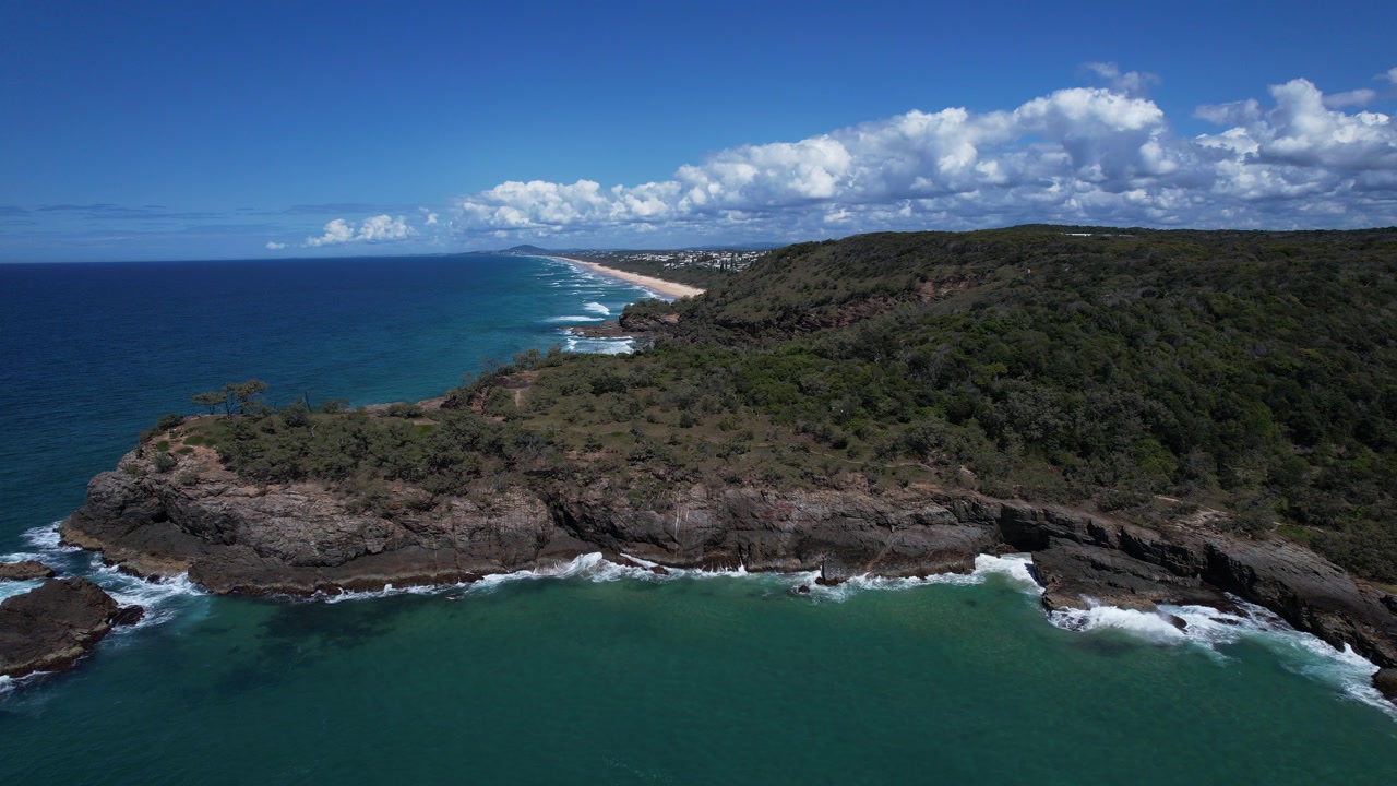 Scenic Paradise Caves Cove, Noosa Heads, QLD, Australia - Aerial Drone Shot