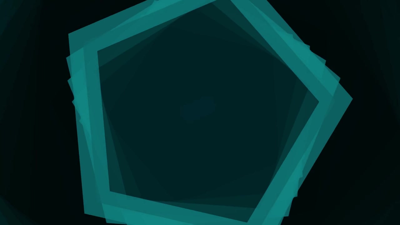 Forme pentagonali geometriche astratte che si espandono e ruotano