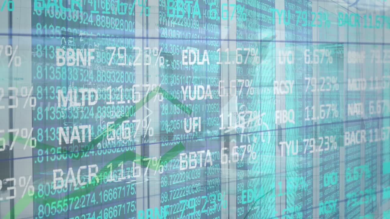 Animation of financial data processing over group of diverse business people