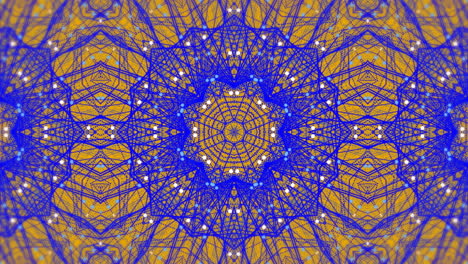 digital animation of purple kaleidoscopic shapes moving in hypnotic motion against yellow background