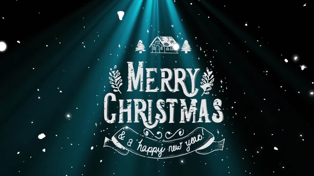 눈이 내리는 크리스마스 축하 문자의 애니메이션