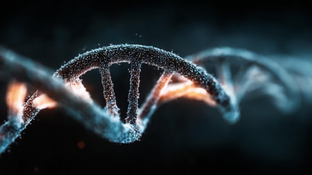 Visualizzazione accattivante di un'elica di DNA che rappresenta le strutture genetiche e i progressi della biologia molecolare nella scienza moderna