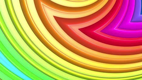 abstract 3d seamless bright background in 4k with rainbow tapes. rainbow multicolored stripes move cyclically in simple geometry cartoon creative style. looped smooth animation. 52