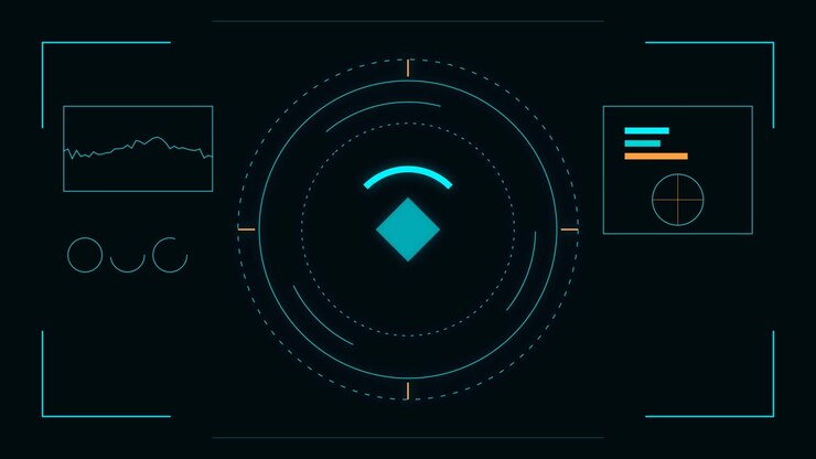 Futuristisk digital HUD-grænseflade med roterende cirkulære elementer