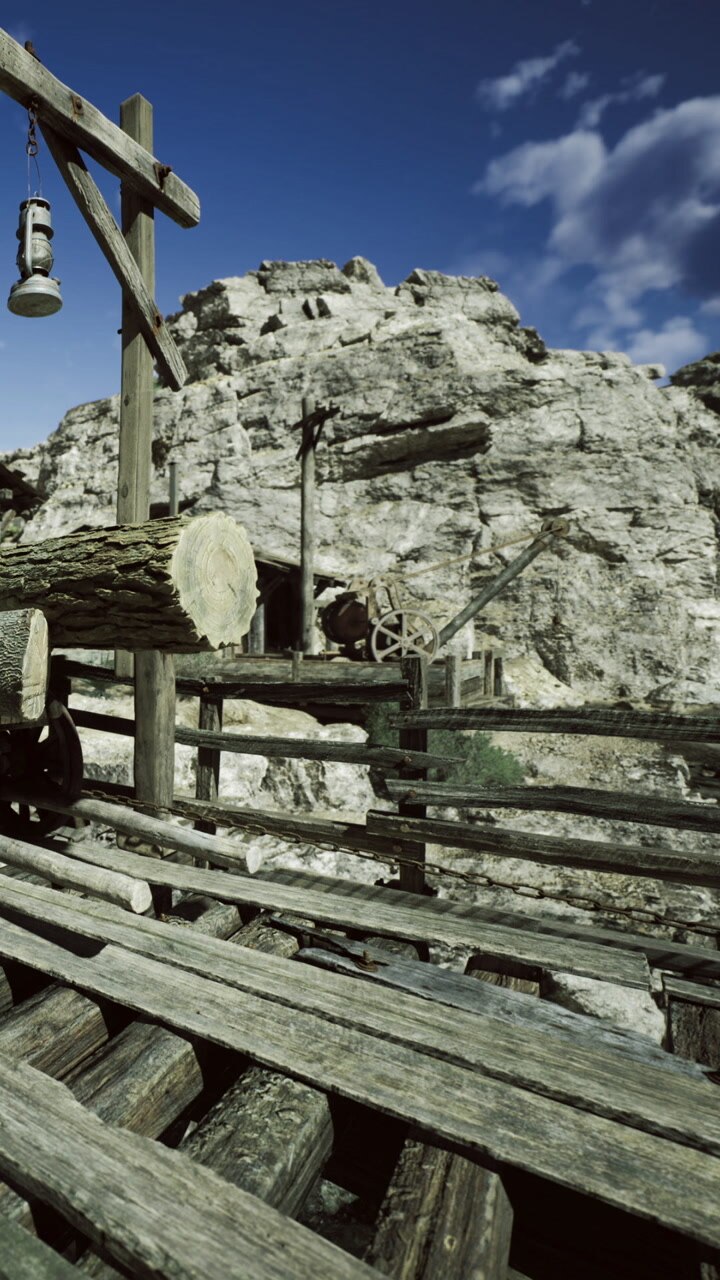 Majestic rustic scene captured in an old mining town amidst rocky cliffs