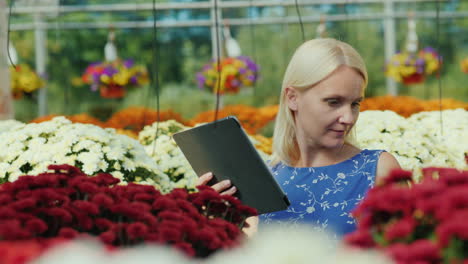 Frau-Mit-Tablet-In-Gärtnerei