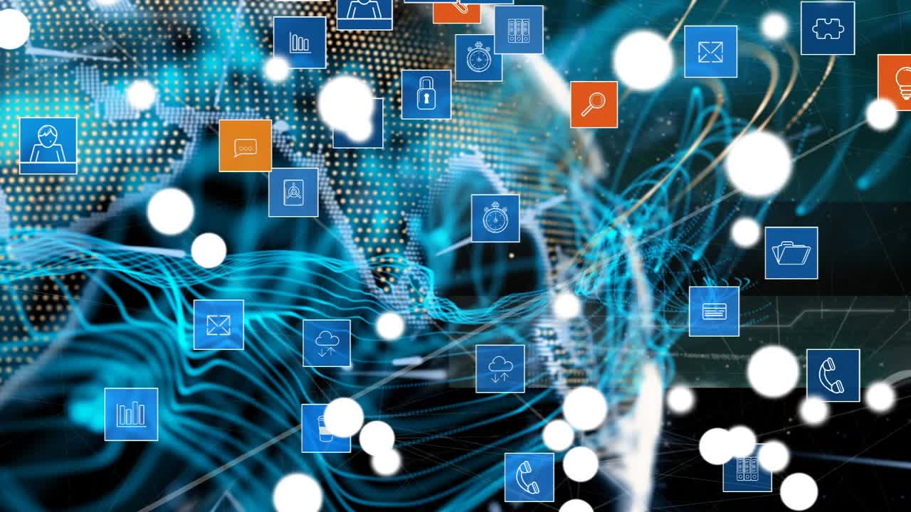Animazione di icone dei media su globo