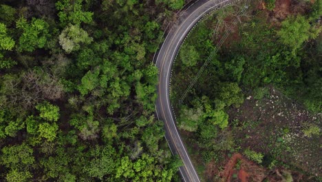 fotografía aérea hermoso camino en la montaña y luz cálida