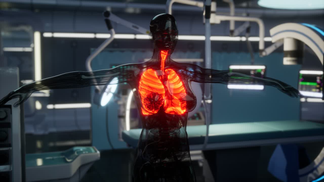 examen radiológico de pulmones humanos en laboratorio