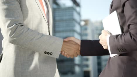 side view of business consultants meeting outdoor