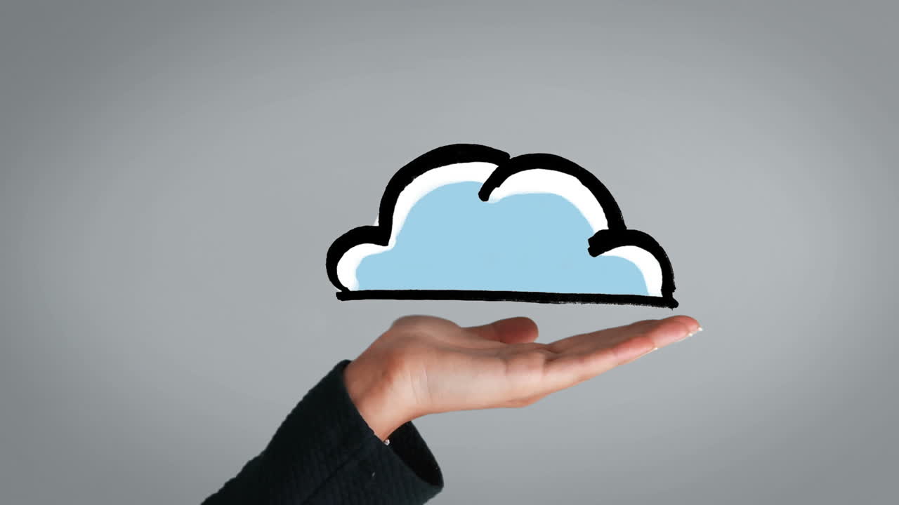 Hand showing appearing painted cloud