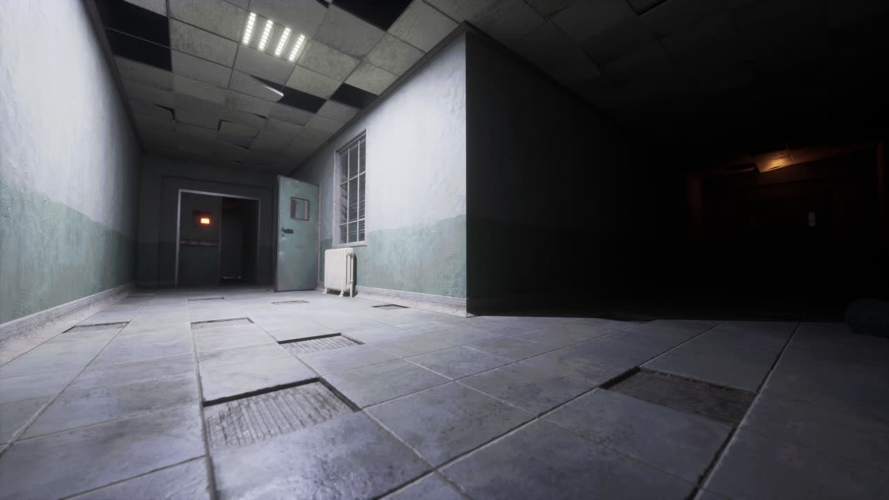 A creepy, dark, abandoned hallway