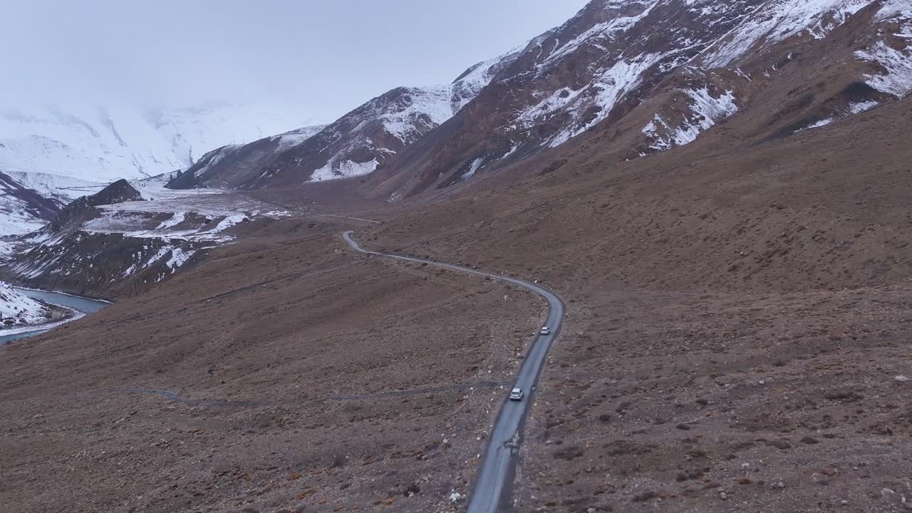 High Mountain Pass Road in Winter
