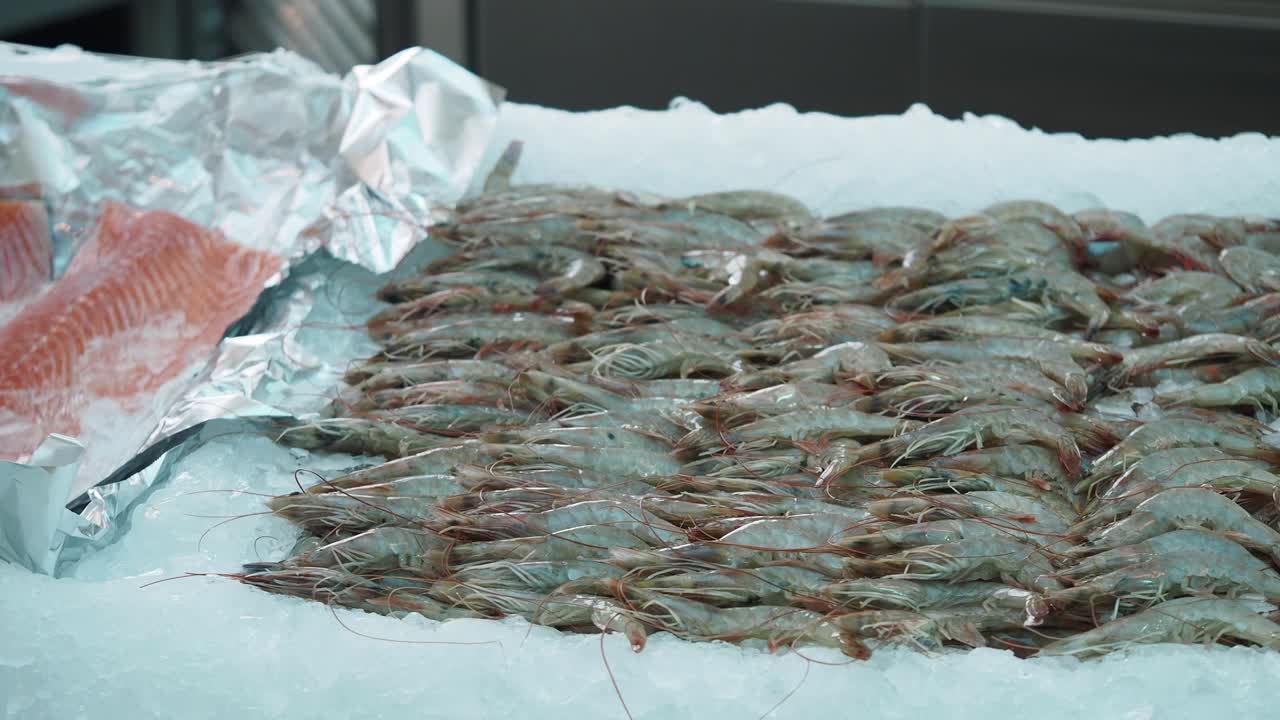 Fresh Shrimp on Ice at Market