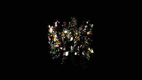 visual effects, vfx, colorful celebration confetti popping bursting on black background 2d animation