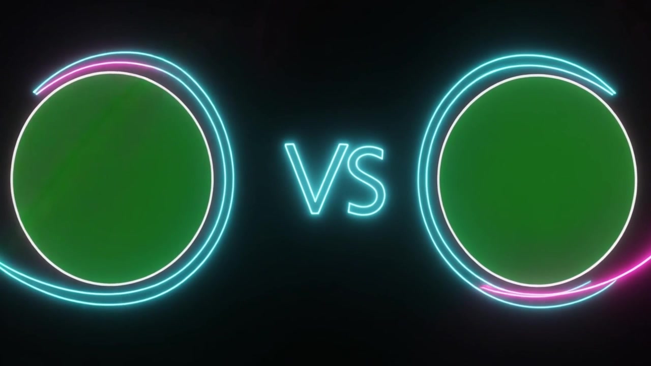 Animation graphique néon Versus avec des cercles verts