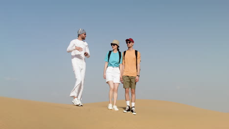 three travelers in the desert