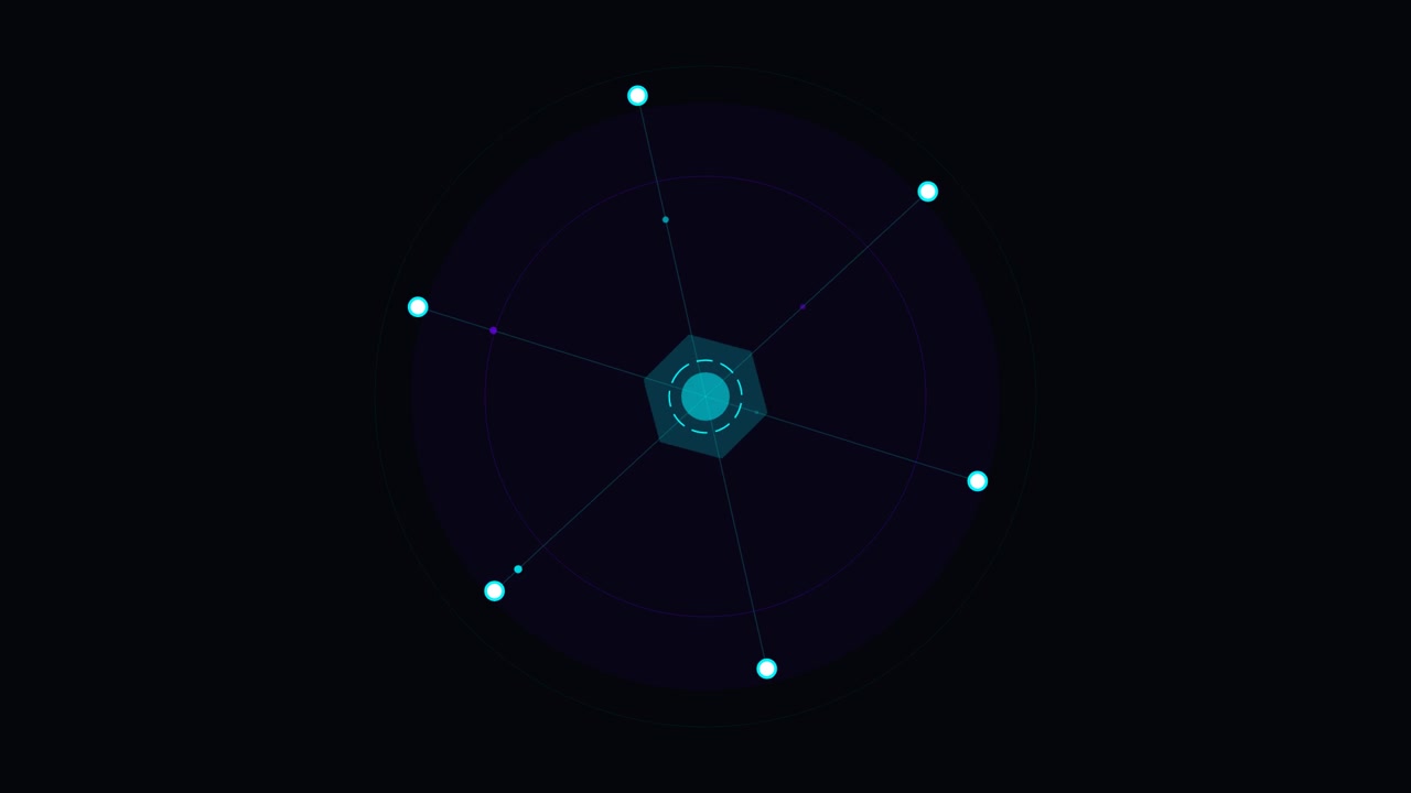 Abstract Digital Interface with Rotating Nodes and Geometric Patterns