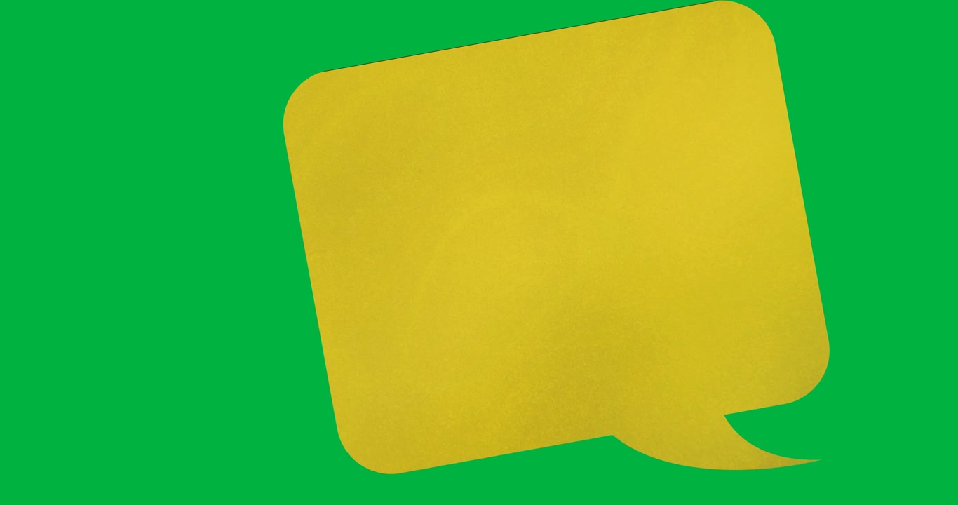 Digital animation of yellow blank speech bubble with copy space against black background