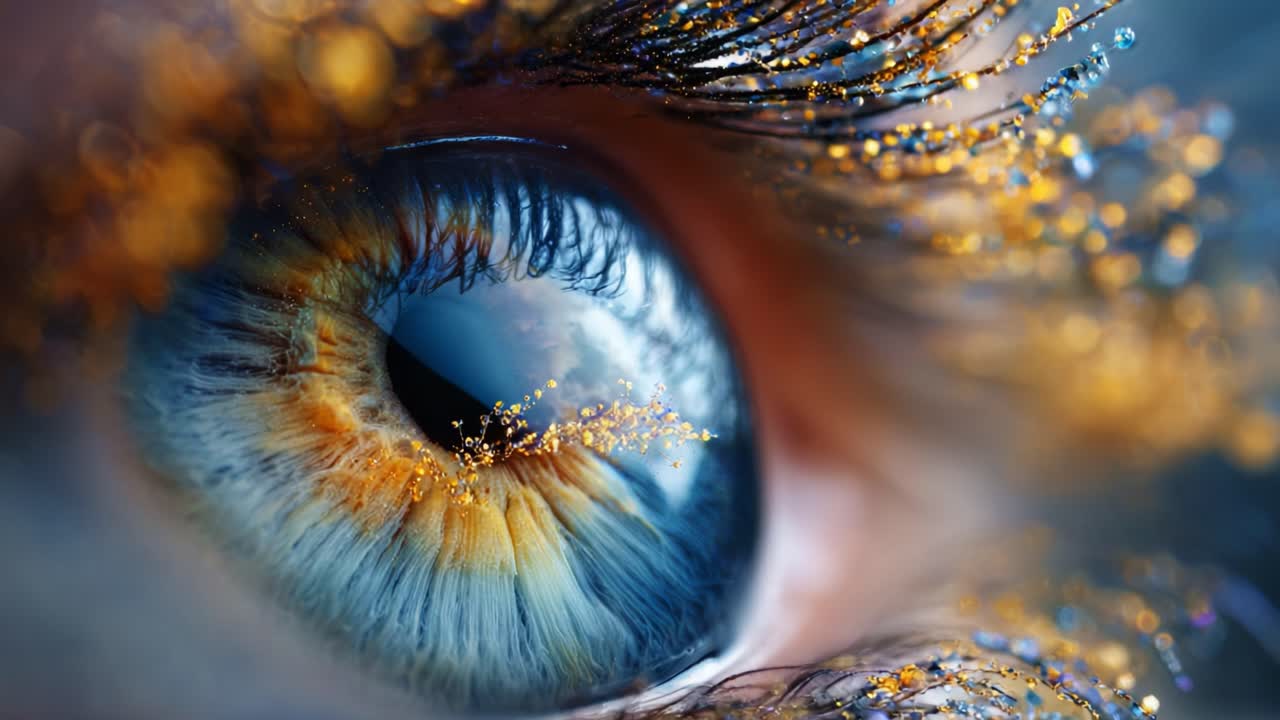 Captivating Eye Close-Up with Sparkling Details and Vivid Colors Transforming Perception of Beauty in a Macro Perspective Creating an Enchanting Visual Experience