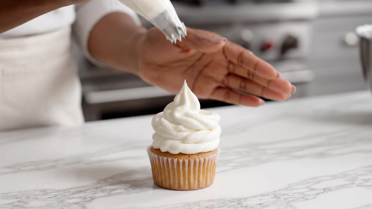 Una guida passo-passo per decorare i cupcake: dalla glassa deliziosa applicata con la sac à poche alla presentazione finale e dolce.