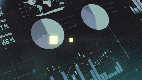 Animation-Der-Infografik-Oberfläche-Und-Beleuchteter-Quadrate-Vor-Schwarzem-Hintergrund