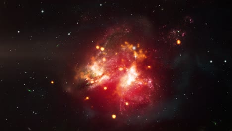 4k uninerse, estrellas rojas brillantes y nebulosa