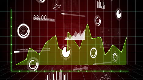 animación del procesamiento de datos digitales e íconos sobre la cuadrícula