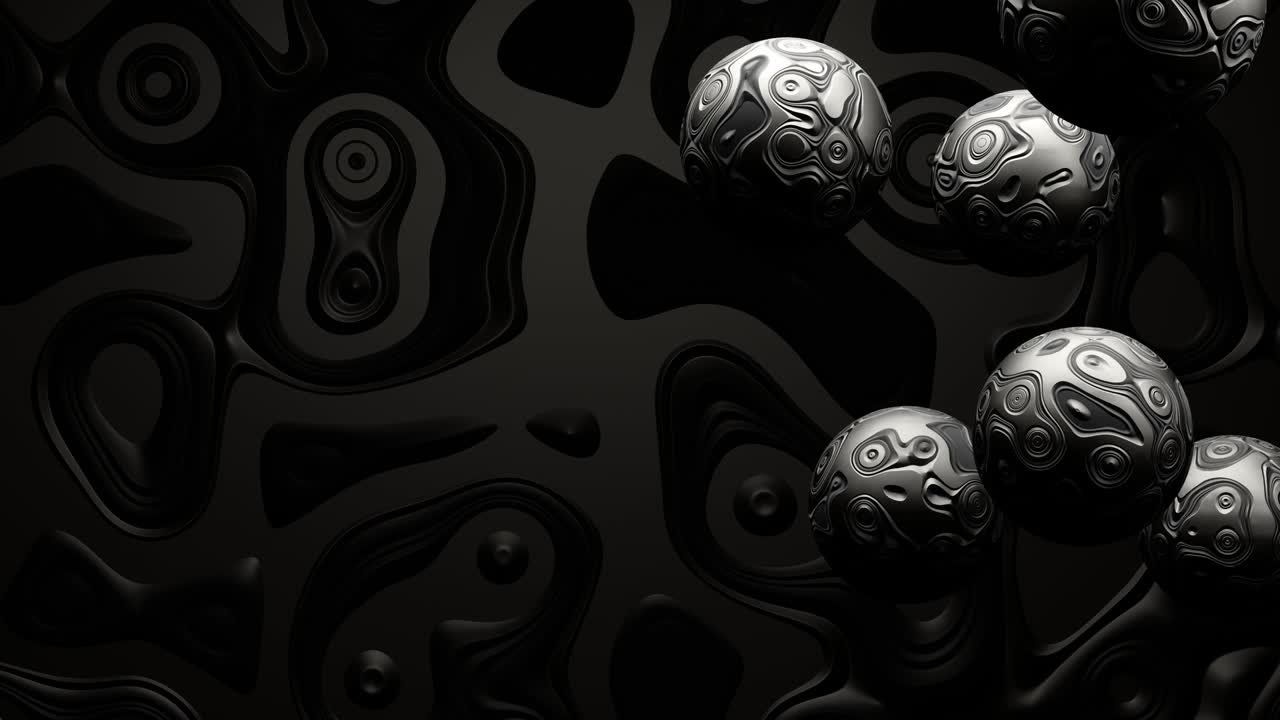 3d анимация футуристическая органическая конструкция серебряная металлическая поверхность метабольная сфера. 4k 3d рендеринг бесперебойная петля научная черно-белая хромированная сфера случайный поток технологический фон движения.