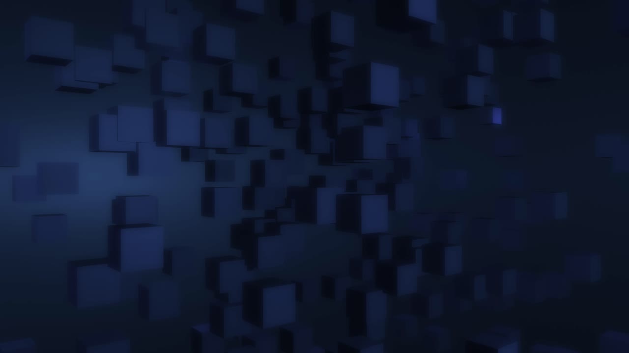 cámara girando lentamente alrededor de la nube de cubo azul 3d