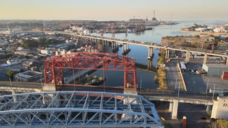 Aerial-of-bridges-over-Riachuelo-river-and-traffic-in-Buenos-Aires