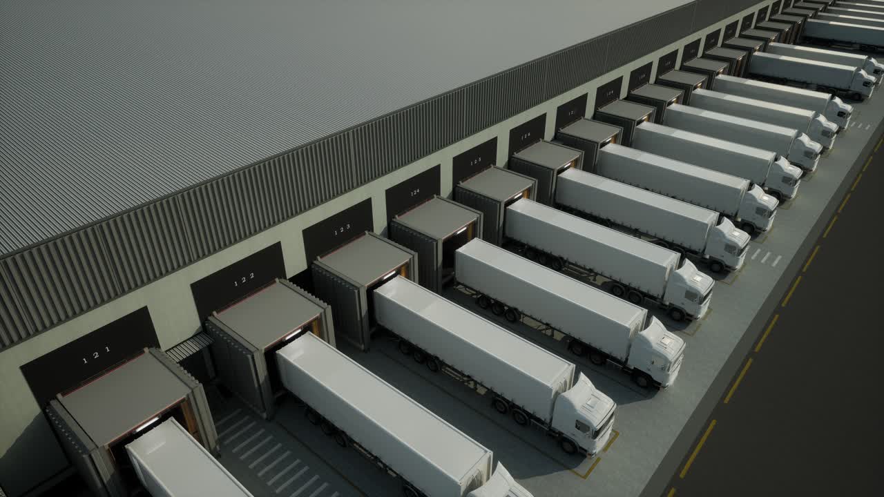 Logistics Distribution Center with Trucks