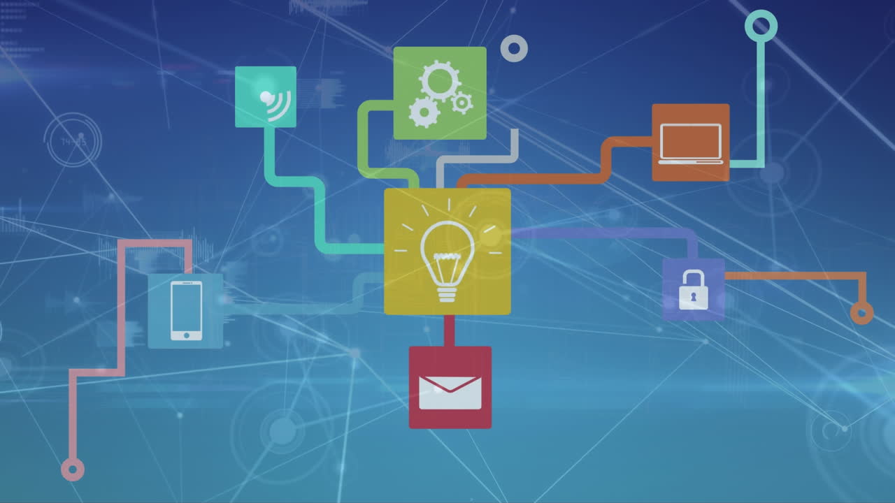 데이터 처리에 대한 미디어 아이콘의 애니메이션