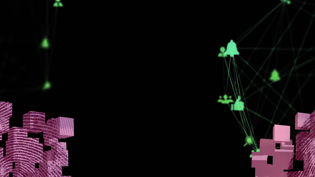 Animation of text with globe and network of connections